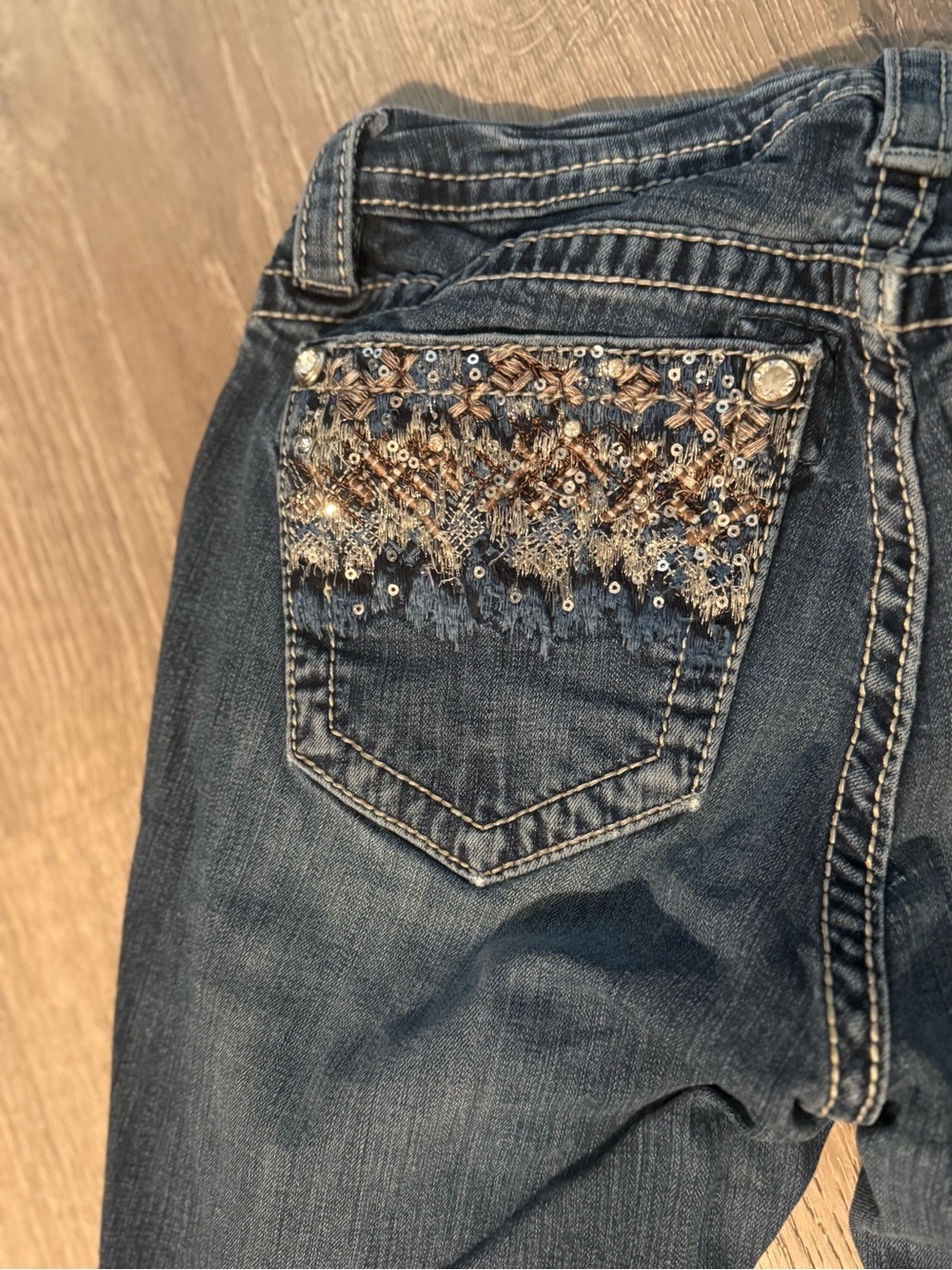 Miss Sixty Dark Blue Jeans with Beaded Embellished Pocket